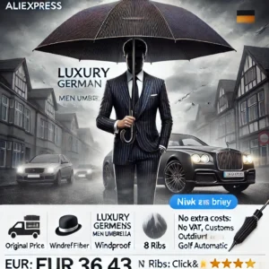 DALL·E 2024 06 20 06.11.57 A high quality image of the Luxury Germany Business Men Umbrella Carbon Fiber Windproof Stick Long Umbrella Rain 8 Ribs Outdoor Golf Umbrellas Automat 1