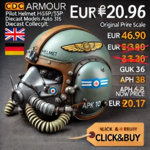 DALL·E 2024 06 20 06.17.49 A high quality image of the CDC Armour 1 8 Scale Pilot Helmet HGU 26P 55P 33P MK 10 Gueneau 316 APH 6B Diecast Models Auto Toys Collection Gift. Inclu 1