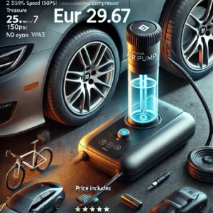 DALL·E 2024 06 21 05.22.12 An image showcasing the Xiaomi Mijia Air Pump 2 25Speed Boost Mini Portable Electric Air Compressor Treasure 150PSI Type C LED Multitool Inflator Xi 1