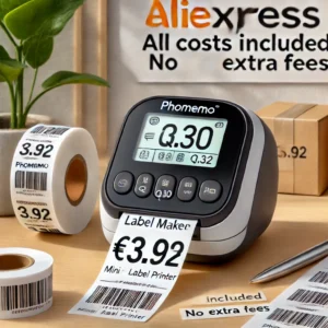DALL·E 2024 06 21 06.45.12 An image of the Phomemo Q30 Label Maker Machine Mini Pocket Thermal Label Printer. The device is shown in a home office setting highlighting its comp 5