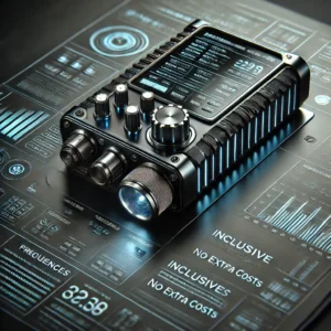 DALL·E 2024 06 22 05.25.49 A powerful and sleek electronic jamming module displayed with various frequencies and technical specifications. The setting should be modern and high 1
