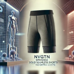 DALL·E 2024 06 22 06.48.33 A pair of stylish NVGTN Spandex Solid Seamless Shorts for women designed for workouts and fitness. The setting should be a modern gym or yoga studio 1