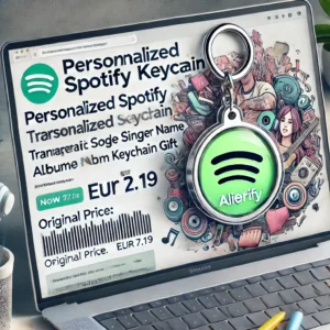 DALL·E 2024 06 23 18.17.01 A professional and eye catching banner image for a blog about a popular AliExpress product the Personalized Spotify Keychain Transparent Acrylic Scan 29
