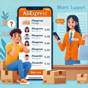 DALL·E 2024 06 24 04.58.34 A blog illustration showing an AliExpress package and a mobile phone with the AliExpress app open displaying orders. The scene includes a person looki 33