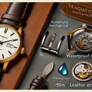 DALL·E 2024 06 26 05.48.45 A detailed and elegant image featuring the Seagull Automatic Mechanical Watch with a TV Design showcasing its 36mm size waterproof feature 50M lu 25