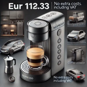 DALL·E 2024 06 26 06.54.41 A sleek modern design of a wireless electric portable espresso coffee machine for car and home use. The image should show the coffee maker in both a 25