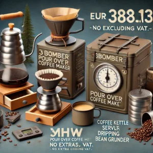 DALL·E 2024 06 26 07.04.01 An image showing the MHW 3BOMBER Pour Over Coffee Maker Set including the coffee kettle scale server dripping cup bean grinder and portable meta 21