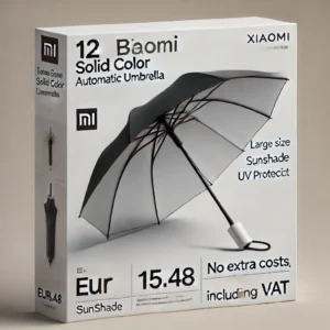DALL·E 2024 06 26 07.59.27 An image showing the Xiaomi 12 Bone Solid Color Automatic Umbrella. The umbrella should be displayed open highlighting its large size sunshade and 17