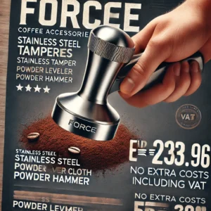 DALL·E 2024 06 26 08.06.26 An image showcasing The Force Tamper Coffee Accessories Stainless Steel Coffee Tamper Kitchen Press Tool Cloth Powder Leveler Tool Powder Hammer 58mm 13