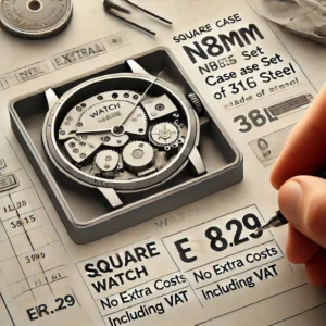 DALL·E 2024 06 26 08.09.16 An image showcasing the Square Watch Case 38mm NH35 Case Set made of 316L steel for watch repair and modification. The image should display the watch 11