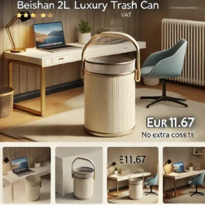 DALL·E 2024 06 27 04.58.42 An image showcasing the Beishan 2L Luxury Desktop Trash Can a small paper basket with a handle suitable for offices bedrooms and living rooms. The 11
