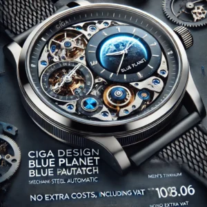DALL·E 2024 06 27 05.26.54 An image showcasing the CIGA Design Blue Planet Mens Watch a high end luxury mechanical automatic watch with a stainless steel or titanium case. The 7