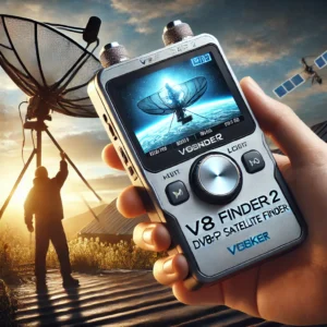 DALL·E 2024 06 27 06.35.47 A high quality image of the Woopker V8 Finder2 DVB S2 1080P Satellite Finder. The device has an LCD screen and a compact portable design. The image s 1