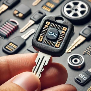 DALL·E 2024 06 27 06.37.51 A high quality image of the ID48 Transponder Chip Car Key Blanks in various quantities 10 20 30 50 100 pieces. The chips are displayed clearly 1