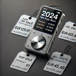 DALL·E 2024 06 28 05.01.54 A sleek and modern image showcasing the 2024 New RUIZU Music MP3 Player. The device should be highlighted with its elegant metal design showing the d 23