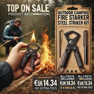 DALL·E 2024 06 28 05.23.56 An image showcasing the Outdoor Camping Flint Fire Starter Steel Striker Kit in a rugged camping setting. The fire starter and striker should be promi 19