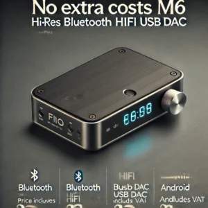 DALL·E 2024 06 29 06.30.44 A high quality image featuring the FiiO Refurbishment M6 Hi Res Bluetooth HiFi USB DAC. The device should be showcased prominently with a sleek and mo 1