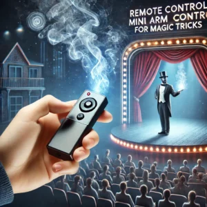 DALL·E 2024 07 06 09.24.52 An image showcasing the Remote Control Mini Arm Control Smoke Device for Magic Tricks. The device is displayed prominently with a magician performing 1