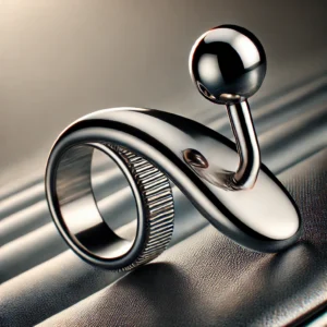 DALL·E 2024 07 08 09.06.02 A high quality image showcasing a Tongue Bar Stainless Steel Vibration Tongue Ring. The image should focus on the sleek design and stainless steel mat 1