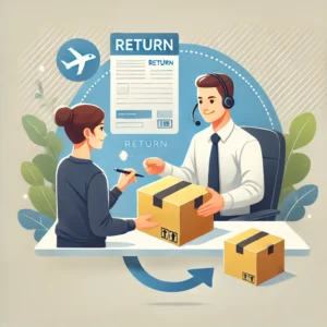 DALL·E 2024 07 09 06.14.10 A high quality image depicting a friendly customer service interaction focused on the process of returning a package. The image should show a customer 1
