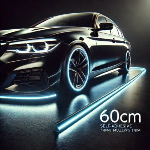 DALL·E 2024 07 10 09.04.16 A sleek car setup featuring a 60cm self adhesive moulding trim that glows in the dark. The car is shown at night with the luminous strip highlighting 1