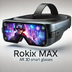 DALL·E 2024 07 14 06.35.47 A high quality futuristic illustration of Rokid Max AR 3D Smart Glasses. The glasses should be shown in use displaying a large immersive screen wit 1