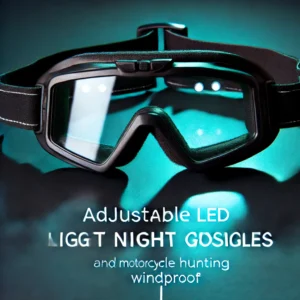 DALL·E 2024 07 16 12.26.11 An image of Adjustable LED Night Vision Glass Goggles for Motorcycle Racing and Hunting. The goggles should be shown in a dynamic setting highlightin 1