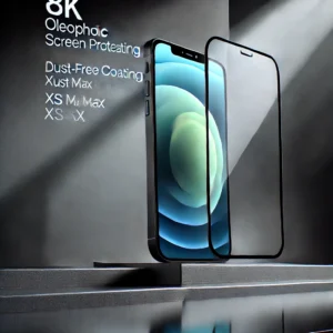 DALL·E 2024 07 17 06.07.02 A sleek and modern 8K oleophobic coating screen protector for iPhone 13 11 12 14 Pro Max Mini XS MAX X and 15. The screen protector should be d 1
