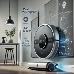 DALL·E 2024 07 17 06.21.26 A sleek and modern ABIR WD8 Robot Window Cleaner highlighting its dual water spray smart memory high vacuum suction and laser sensor features. Dis 1