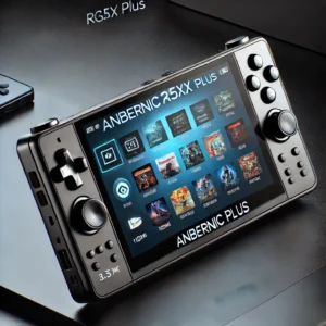 DALL·E 2024 07 17 06.48.59 A sleek and modern Anbernic RG35XX PLUS Handheld Game Console with a 3.5 IPS Screen showing its portable design HDMI output and retro gaming feat 1