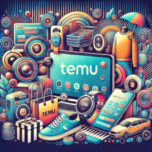 DALL·E 2024 07 17 08.53.01 A vibrant and bustling online shopping interface for TEMU showcasing a variety of products ranging from gadgets to fashion. The background should inc 2