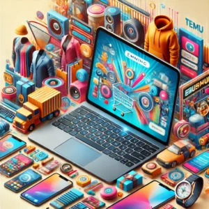 DALL·E 2024 07 17 09.09.34 A vibrant and bustling online shopping interface for TEMU showcasing a variety of products ranging from gadgets to fashion. The background should inc 1