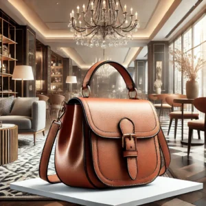 DALL·E 2024 07 23 06.16.40 A stylish and appealing image of a womens large capacity soft leather saddle bag featuring a luxury designer look in a fashionable setting. The hand 29