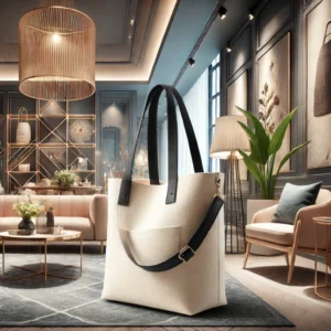 DALL·E 2024 07 23 06.19.33 A stylish and appealing image of a womens large capacity canvas shoulder tote bag in a fashionable setting. The handbag should be prominently highli 27