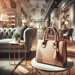 DALL·E 2024 07 23 06.24.55 A stylish and appealing image of a womens luxury designer leather tote handbag in a fashionable setting. The handbag should be prominently highlight 23