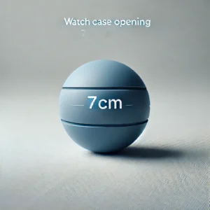 DALL·E 2024 07 24 05.20.34 A durable blue rubber watch case opening ball 7cm in diameter placed on a clean minimalist surface. The ball should look high quality and professio 1