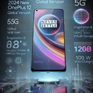 DALL·E 2024 07 25 06.38.59 An image featuring the 2024 New OnePlus 12R 5G Global Version smartphone. The phone should be displayed with its sleek design highlighting the 6.78 1