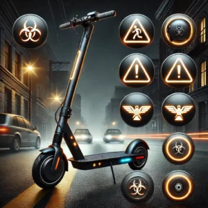 DALL·E 2024 07 25 06.57.13 An image featuring reflective safety warning stickers designed for the Ninebot G30 Electric Scooter and Xiaomi M365 Pro. The stickers should be displa 23