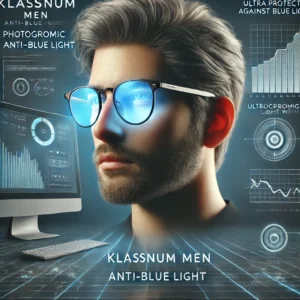 DALL·E 2024 07 25 07.34.19 An image featuring KLASSNUM Men Anti Blue Light Glasses. The glasses should be displayed prominently highlighting their photochromic half frame desi 7