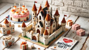 DALL·E 2024 07 26 06.58.13 A detailed and enchanting image of a Medieval Castle Building Blocks Set. The castle is intricately designed with bricks showing a partially built ca 13