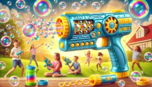 DALL·E 2024 07 26 07.02.22 A vibrant and playful image of a Fully Automatic Space Bubble Blowing Toy Bubble Gun in action. The bubble gun is shown creating numerous bubbles outd 9