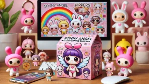 DALL·E 2024 07 27 06.13.31 A vibrant and playful image of Sonny Angel Hippers Mysterious Surprise Blind Box. The image should showcase the cute cartoon dolls such as rabbits an 15