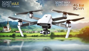 DALL·E 2024 07 28 06.28.45 A high quality visually appealing image of the SG907 MAX Drone FPV 3 Axis Gimbal showcasing its sleek design and advanced features like 4K HD dual c 23