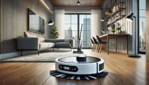 DALL·E 2024 07 28 06.59.21 A high quality visually appealing image of the ILIFE V3X Robot Vacuum and Mop Combo showcasing its sleek design and advanced features like compatibi 5
