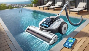 DALL·E 2024 07 28 07.02.14 A high quality visually appealing image of the Electric Vacuum Cleaner for Swimming Pools showcasing its sleek design and advanced features like a 1 3