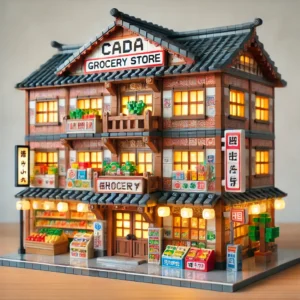 DALL·E 2024 07 29 06.59.51 An image of the Cada LED City Japanese Style Grocery Store House Building Blocks Double Decker Duplex Architecture Bricks Toys set. Display the assemb 11