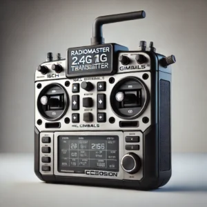 DALL·E 2024 07 29 16.27.15 An image of the RadioMaster Boxer Radio Control 2.4G 16ch Hall Gimbals Transmitter 4in1 ELRS CC2500 Version. Display the transmitter prominently show 1