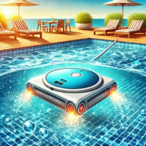 DALL·E 2024 07 31 08.10.17 A detailed vibrant illustration of a fully automatic intelligent wireless underwater vacuum cleaner cleaning the bottom of a swimming pool. The setti 13
