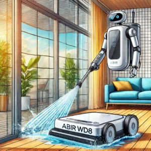 DALL·E 2024 07 31 08.15.29 A detailed vibrant illustration of the Robot Window Cleaner ABIR WD8 cleaning a large window in a modern home. The robot should be depicted in action 9