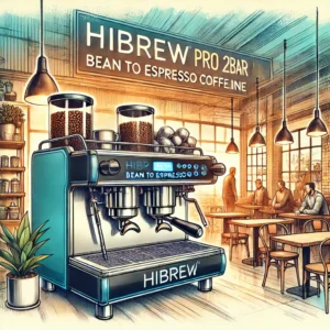 DALL·E 2024 07 31 15.52.40 A detailed vibrant illustration of the HiBREW Barista Pro 20Bar Bean to Espresso coffee machine in a modern cafe setting. The coffee machine should b 21